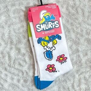 ✨NWT✨SMURFS Novelty Crew Socks 🌸🍄💙💙Smurfette💙Womens Shoe Size 6-9.5 UNISEX